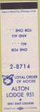 Matchbook Cover - Matchbook Cover Moose Lodge Alton Godfrey IL