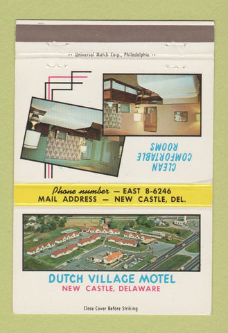 Matchbook Cover - Dutch Village Motel New Castle DE 40 Strike