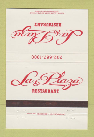 Matchbook Cover - La Plaza Restaurant Washington DC 40 Strike