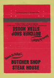 Matchbook Cover - De Philippi's Butcher Shop Steak Chula Vista CA 40 Strike