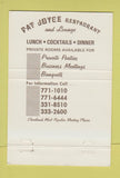 Matchbook Cover - Pat Joyce Restaurant Cleveland OH 40 Strike