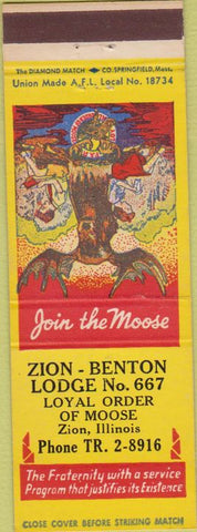 Matchbook Cover - Matchbook Cover Moose Lodge Zion IL