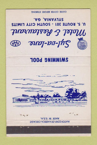 Matchbook Cover - Sylvalane Motel Restaurant Sylvania GA 40 Strike