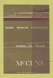 Matchbook Cover - McCune San Francisco CA MISPRINT End of Paper Roll 40 Strike