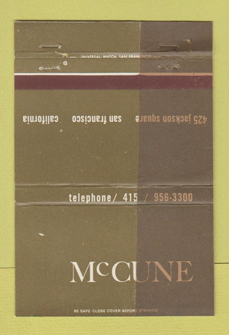 Matchbook Cover - McCune San Francisco CA MISPRINT End of Paper Roll 40 Strike