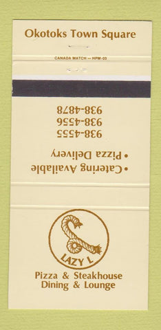 Matchbook Cover - Lazy L Pizza Steak Okotoks AB 30 Strike