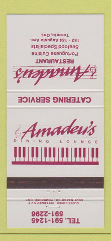 Matchbook Cover - Amadeu's Dining Lounge Restaurant Toronto ON 30 Strike