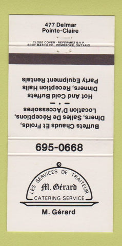 Matchbook Cover - M Gerard Catering Pointe Claire QC 30 Strike