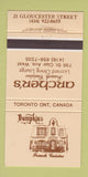 Matchbook Cover - Archer's French Restaurant Toronto ON 30 Strike