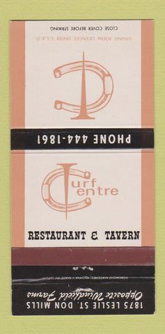 Matchbook Cover - Turf Centre Restaurant Don Mills ON 30 Strike
