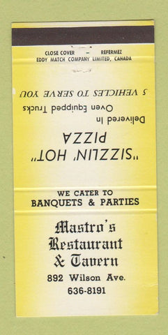Matchbook Cover - Mastro's Restaurant Tavern Pizza Downsview ON 30 Strike