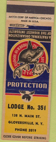 Matchbook Cover - Matchbook Cover Moose Lodge Gloversville NY