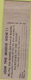 Matchbook Cover - Matchbook Cover Moose Lodge Gloversville NY