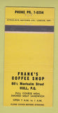 Matchbook Cover - Frank's Coffee Shop Hull QC 30 Strike