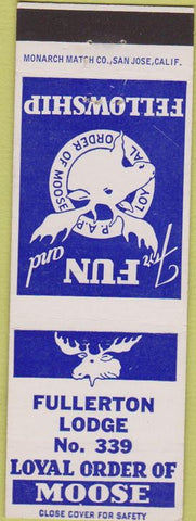 Matchbook Cover - Matchbook Cover Moose Lodge Fullerton CA