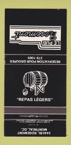 Matchbook Cover - Le Pub Rosemont Montreal QC 30 Strike