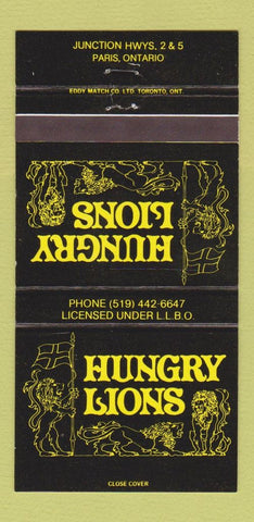 Matchbook Cover - Hungry Lions Paris ON 30 Strike