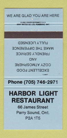 Matchbook Cover - Harbor Light Restaurant Parry Sound ON 30 Strike