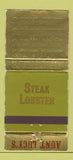 Matchbook Cover - Aunt Lucy's Steak Lobster Kingston ON WEAR 30 Strike