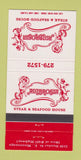 Matchbook Cover - Ambrosia Steak Seafood Mississauga ON 30 Strike