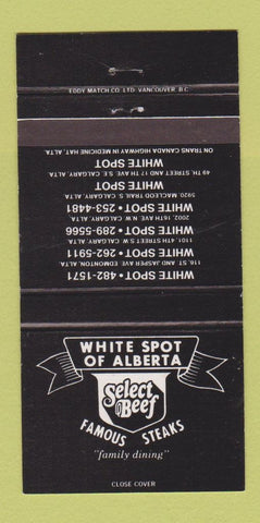 Matchbook Cover - White Spot Alberta Edmonton Calgary AB Medicine Hat 30 Strike