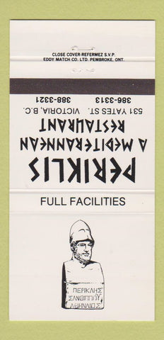 Matchbook Cover - Periklis Restaurant Victoria BC 30 Strike