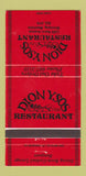 Matchbook Cover - Dion Ysos Restaurant Winnipeg MB 30 Strike