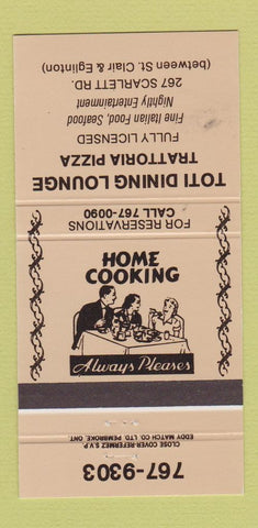 Matchbook Cover - Toti Dining Lounge Pizza 30 Strike
