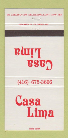 Matchbook Cover - Casa Lima Rexdale ON 30 Strike