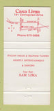 Matchbook Cover - Casa Lima Rexdale ON 30 Strike