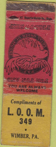Matchbook Cover - Matchbook Cover Moose Lodge Wimber PA POOR