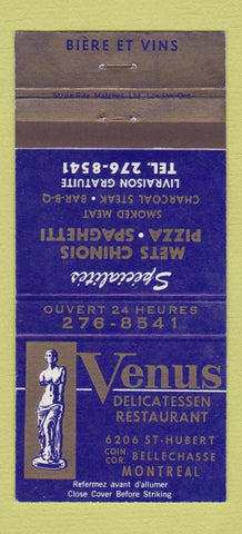 Matchbook Cover - Venus Deli Restaurant Montreal QC 30 Strike