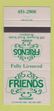 Matchbook Cover - Friends Restaurant Brampton ON 30 Strike