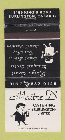 Matchbook Cover - Maitre D Catering Burlington ON 30 Strike