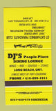 Matchbook Cover - DJ's Restaurant Long Beach ON Parachute Club 30 Strike