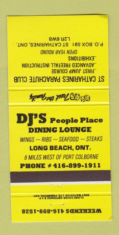 Matchbook Cover - DJ's Restaurant Long Beach ON Parachute Club 30 Strike