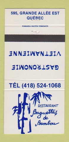 Matchbook Cover - Restaurant Pbaguettes de Bambou Vietnamese Quebec QC 30 Strike