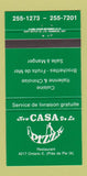 Matchbook Cover - Casa De La Pizza QC 30 Strike