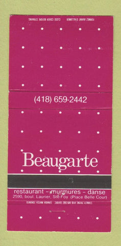 Matchbook Cover - Beaugarte Restaurant Ste Foy QC 30 Strike