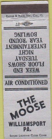 Matchbook Cover - Matchbook Cover Moose Lodge Williamsport PA