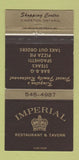 Matchbook Cover - Imperial Restaurant Tavern Kingston ON 30 Strike