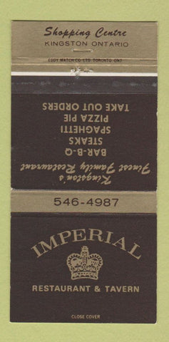 Matchbook Cover - Imperial Restaurant Tavern Kingston ON 30 Strike