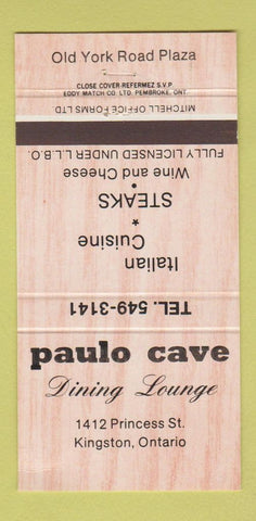 Matchbook Cover - Paulo Cave Kingston ON Italian 30 Strike