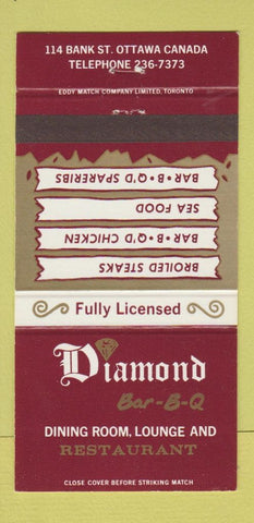 Matchbook Cover - Diamond BBQ Restaurant Ottawa ON 30 Strike