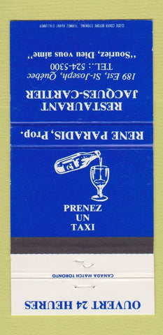 Matchbook Cover - Restaurnt Jacques Cartier St Joseph QC 30 Strike