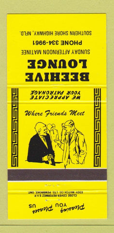 Matchbook Cover - Beehive Lounge Southern Shore Highway NF YELLOW 30 Strike
