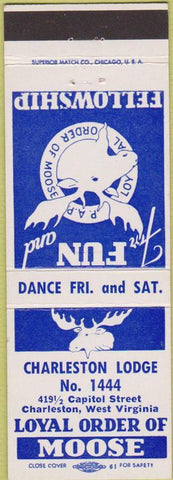Matchbook Cover - Matchbook Cover Moose Lodge Charleston WV