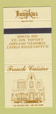 Matchbook Cover - Bumpkin's French Restaurant Toronto ON 30 Strike
