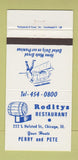Matchbook Cover - Roditys Restaurant Chicago IL 30 Strike