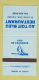 Matchbook Cover - Au Toit Bleu Restaurant St Jovite QC WEAR 30 Strike